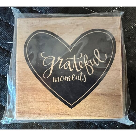 Michaels Wooden Heart Stamp With "Grateful Moments" Design - Picture 1 of 2